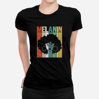 Melanin Vintage Retro Black Afro Woman Queen Ladies Tee - Seseable