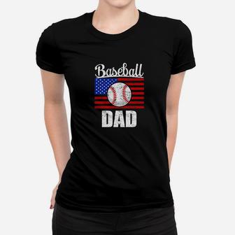 Mens American Flag Baseball Dad Shirt Mens Fathers Day Game Day Premium Ladies Tee - Seseable