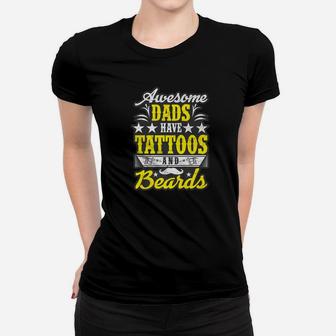 Mens Awesome Dads Have Tattoos And Beards Ladies Tee - Seseable