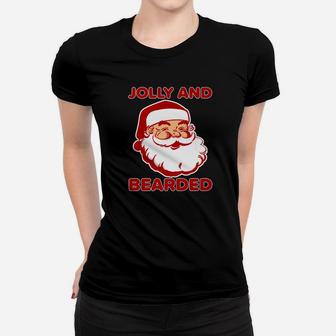 Mens Bearded Jolly Funny Christmas Retro Santa Humor Ladies Tee - Seseable