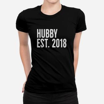 Mens Hubby Est 2018 T-shirt Husband Fiance Getting Married Ladies Tee - Seseable