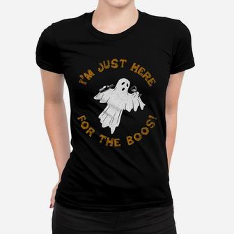 Mens Im Just Here For The Boos Halloween Wine Ghost Gifts Ladies Tee - Seseable