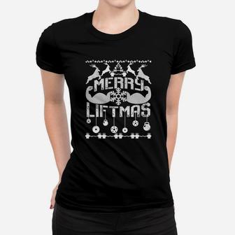 Merry Liftmas Tshirt Ugly Christmas Workout Tee Ladies Tee - Seseable
