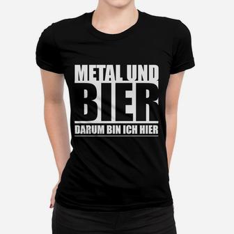 Metal und Bier Frauen Tshirt, Schwarzes Top mit Spruch - Seseable