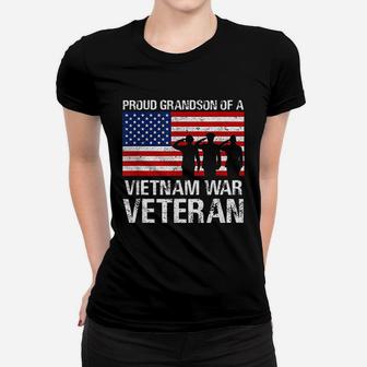 Military Family Gift Proud Grandson Of Vietnam Veteran Ladies Tee - Seseable