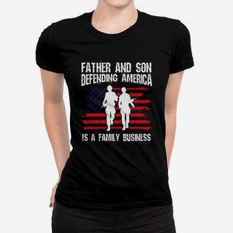 Military Family Shirt - Father And Son Defending America Ladies Tee - Seseable