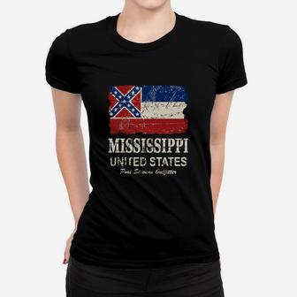 Mississippi Flag - Vintage Look Ladies Tee - Seseable