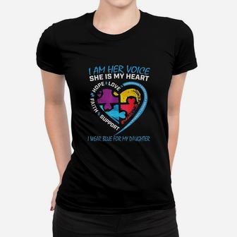 Mom Dad Puzzle I Wear Blue For My Daughter Awareness Ladies Tee - Seseable