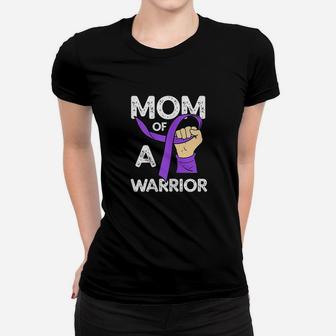 Mom Of A Warrior Purple Ribbon Ladies Tee - Seseable