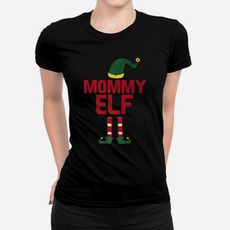 Mommy Elf Christmas Season Dad Mom Matching Pajama Ladies Tee - Seseable