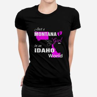 Montana Girl In Idaho Shirts,montana Girl Tshirt,idaho Girl T-shirt,idaho Girl Tshirt,montana Girl In Idaho Shirts,idaho Girl Hoodie Ladies Tee - Seseable