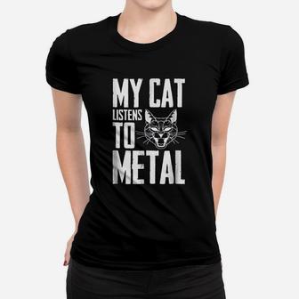 My Cat Listens To Metal Ladies Tee - Seseable