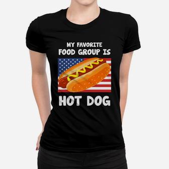 My Favorite Food Group Is Hot Dog Us Flag Ladies Tee - Seseable