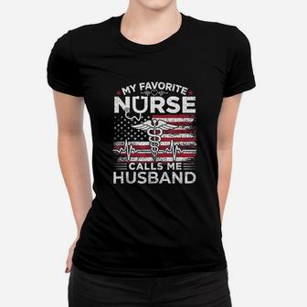 My Favorite Nurse Calls Me Husband Usa Flag Husband Gif Ladies Tee - Seseable