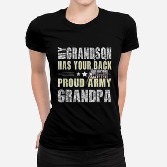 My Grandson Has Your Back Proud Army Grandpa Ladies Tee - Seseable
