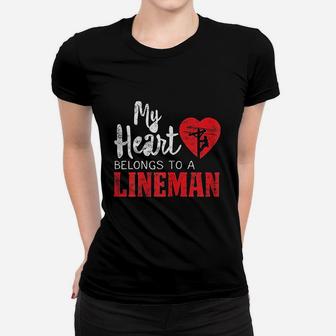 My Heart Belongs To A Electric Lineman Gift Ladies Tee - Seseable