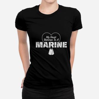 My Heart Belongs To A Marine Missy Fit Ladies Tee - Seseable