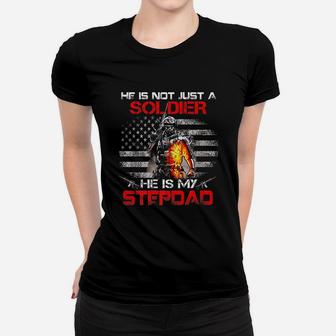 My Stepdad Is A Soldier Proud Army Stepson Stepdaughter Ladies Tee - Seseable