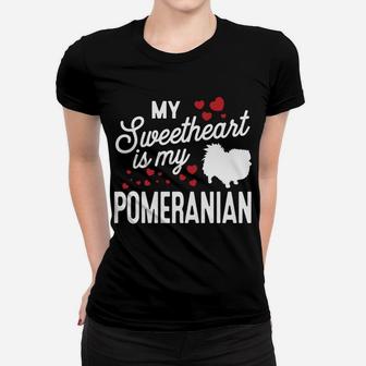 My Sweetheart Is My Pomeranian Valentine Dog Ladies Tee - Seseable