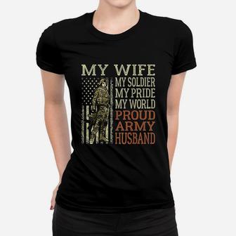 My Wife My Soldier Hero Proud Army Husband Military Spouse Ladies Tee - Seseable
