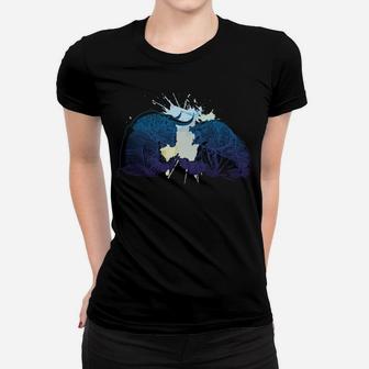 Mystische Wölfe bei Mondschein Grafik-Frauen Tshirt, Mondlicht Wolf Design - Seseable