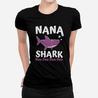 Nana Shark Doo Doo Hoodie Family Shark Ladies Tee - Seseable