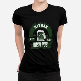 Nathan Irish Pub Food Ale Spirits Established 2021 St Patricks Day Man Beer Lovers Name Gift Ladies Tee - Seseable