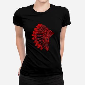 Native American Feather Headdress Indian Chief Tribes Pride Ladies Tee - Seseable