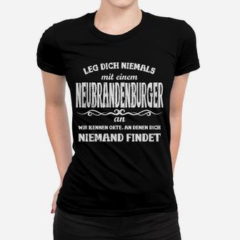 Neubrandenburger Warnung Schwarzes Frauen Tshirt, Humorvolles Design - Seseable