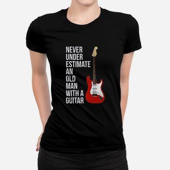 Never Underestimate An Old Man With A Guitar Ladies Tee - Seseable