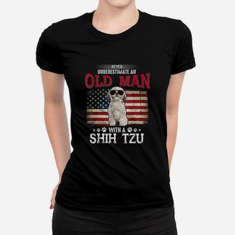 Never Underestimate An Old Man With A Shih Tzu Costume Gift Ladies Tee - Seseable