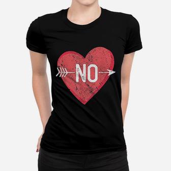 No Anti Valentine Day Pink Candy Heart Love Funny Ladies Tee - Seseable