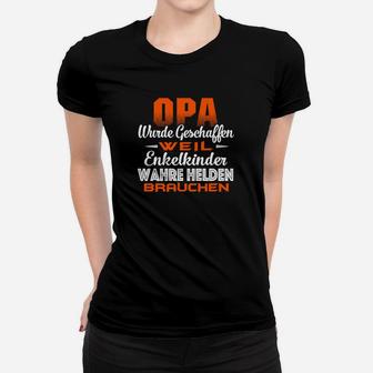 Opa Superheld Schwarzes Frauen Tshirt, Enkelkinder Helden Motiv - Seseable