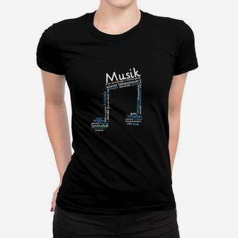 Optimized Musiknoten und Text Grafik Frauen Tshirt Schwarz, Kreatives Musikliebhaber Tee - Seseable