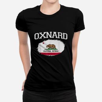Oxnard Ca California Flag Vintage Usa Sports Ladies Tee - Seseable