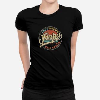 Papa Like A Grandpa Only Cooler Vintage Retro Dad Papa Gifts Ladies Tee - Seseable