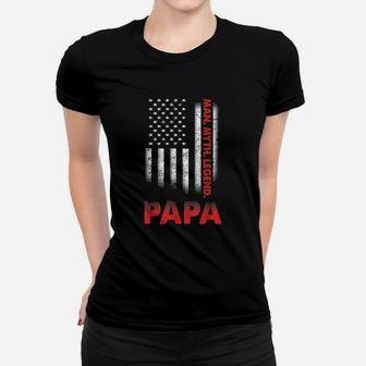 Papa Man Myth Legend Vintage For Dad Father Ladies Tee - Seseable