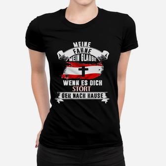 Patriotisches Frauen Tshirt 'Meine Fahne, Mein Glaube' in Schwarz, Stolz-Design - Seseable