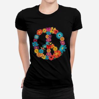 Peace Love 60s 70s Hippie Costume Colorful Flowers Women T-shirt - Seseable