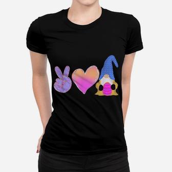 Peace Love Gnome Holding Easter Egg Love Easter Gnome Ladies Tee - Seseable