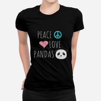 Peace Love Pandas Cute Panda Bear Animal Pet Love Gift Ladies Tee - Seseable