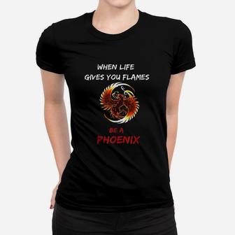 Phoenix Flames Fire Bird Mythical Rebirth Lover Gift Ladies Tee - Seseable