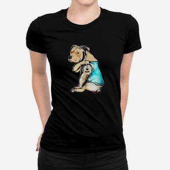 Pit Bull I Love Mom Tattoo Mothers Day Gift Ladies Tee - Seseable