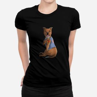 Pitbull I Love Mom Tattoo Dog Funny Ladies Tee - Seseable