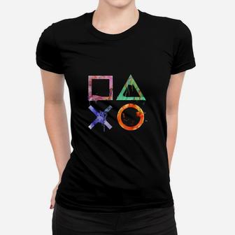 Playstation Watercolor Symbols T-shirt Ladies Tee - Seseable