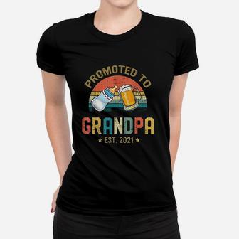 Promoted To Grandpa Est 2021 Vintage Fathers Day Ladies Tee - Seseable