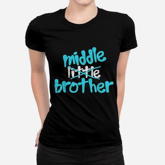 Promoted To Middle Brother Baby Announcement Funny Ladies Tee - Seseable