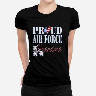 Proud Air Force Grandma Us Heart Military Ladies Tee - Seseable