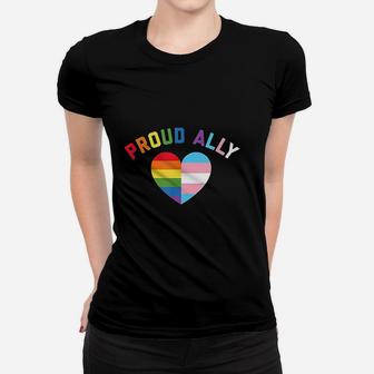 Proud Ally Lgbt Rainbow Heart Gay Pride Month Women T-shirt - Seseable