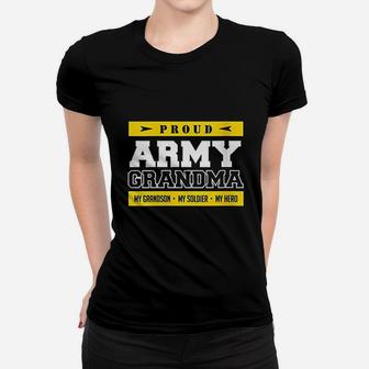 Proud Army Grandma My Grandson My Hero Ladies Tee - Seseable